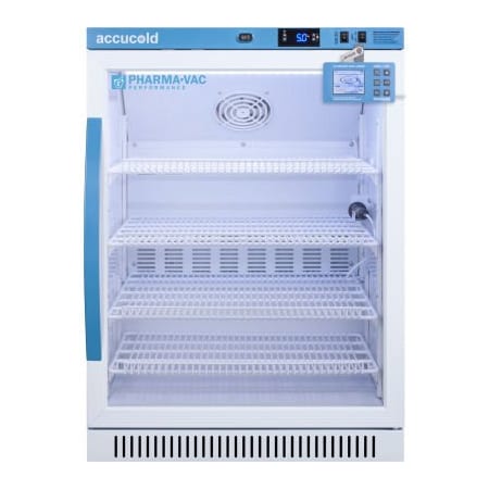 Summit Appliance Div. Accucold ADA Vaccine Refrigerator, 24-3/8"W x 24-3/8 "D x 32.5"H, 6 CuFt, Glass Door, Wire Shelf ARG6PVDL2B